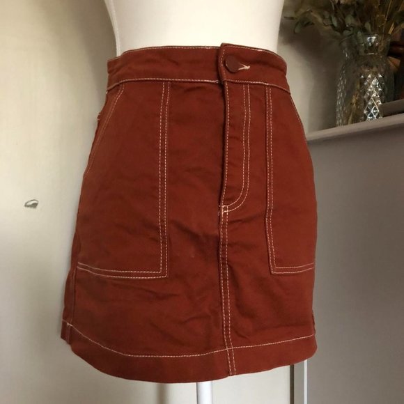 Zara rust/burnt orange denim skirt - Picture 3 of 4